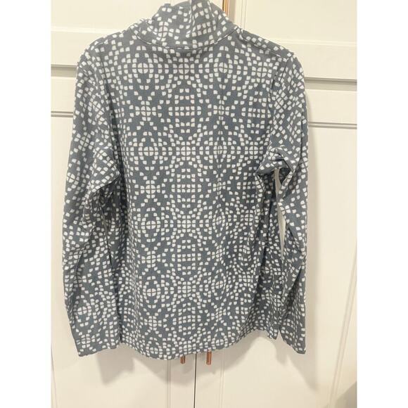 Columbia 1/4 zip fleece pullover jacket geometric grey/white women size large - Picture 2 of 7